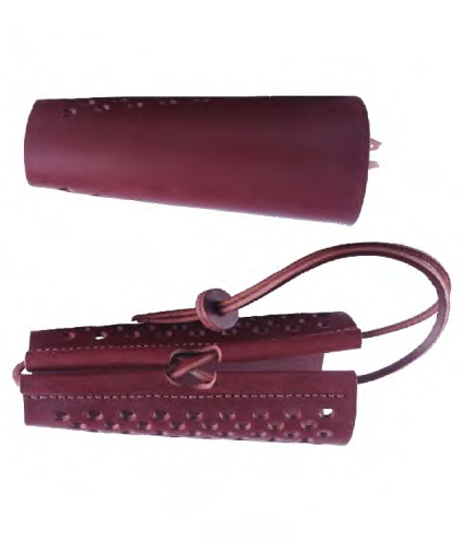 Stag Bracer, terracotta leather arm guard.